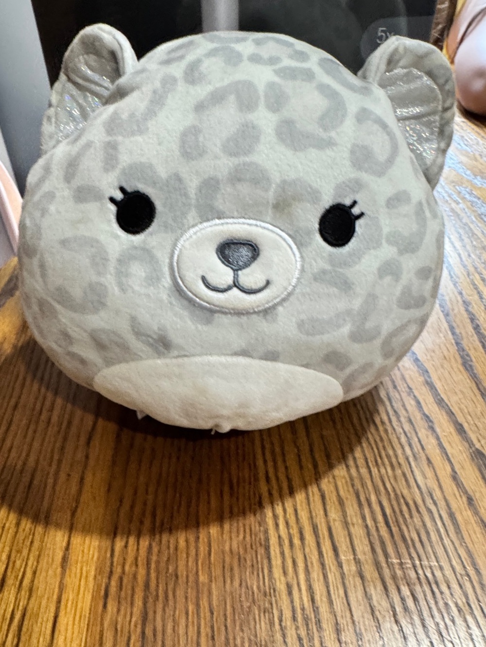 Squishmallows Gray Leopard Plush Pillow - Soft Light Gray & White
